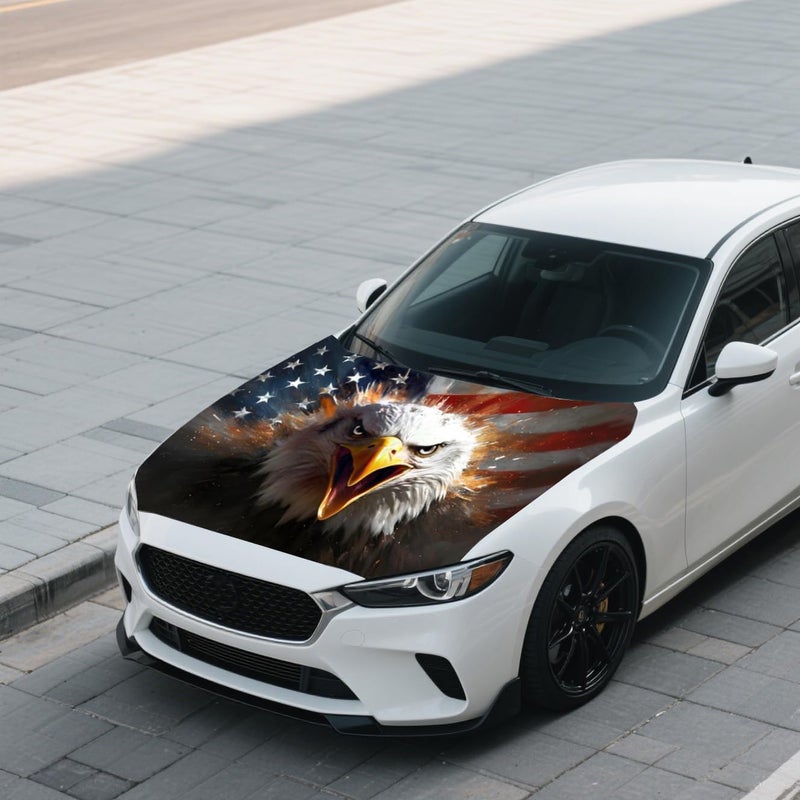 Tobethay American Car Hood Cover - 59x51 in Car Hood Cover Eagle Flag Bonnet Banner with 2 Adjustable Triangular Fasteners, Universal Fit for Trucks, SUV, 250th Anniversary Flag - Image 3